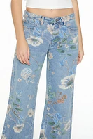 Floral Mid-Rise Baggy Jeans