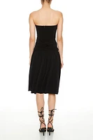 Asymmetrical Strapless Midi Dress