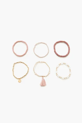 Beaded Tassel Stretch Bracelet Set