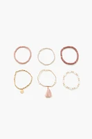 Beaded Tassel Stretch Bracelet Set