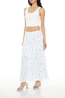 Tiered Floral Print Maxi Skirt