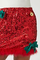 Plus Sequin Ornament Mini Skirt