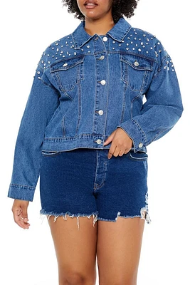 Plus Faux Gem Denim Jacket