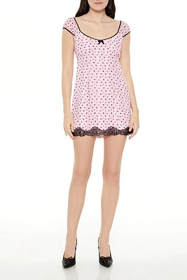 Lace-Trim Floral Babydoll Mini Dress