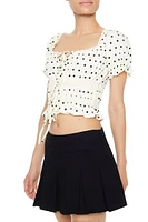 Polka Dot Tie-Front Crop Top