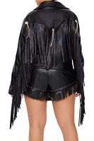 Plus Fringe Moto Jacket