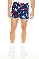 Star Print Drawstring Swim Trunks