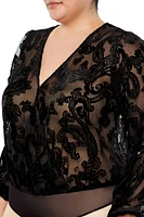 Plus Sheer Burnout Bodysuit