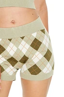 Argyle Sweater-Knit Shorts