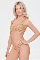 Plaid Cutout One-Piece Swimsuit