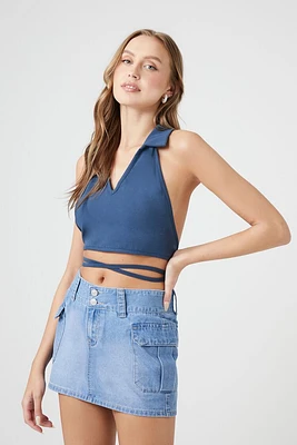 Wraparound Split-Neck Halter Top