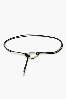 Faux Leather Abstract Buckle Belt