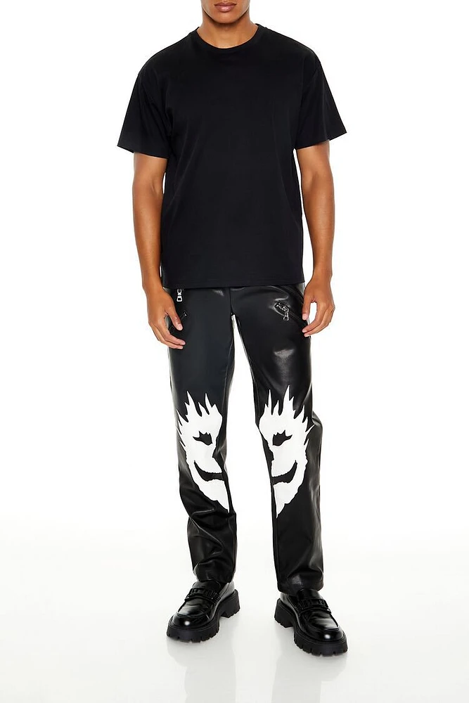 Split Face Faux Leather Pants