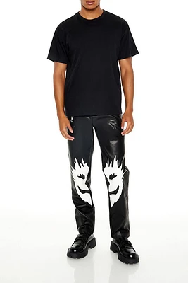 Split Face Faux Leather Pants