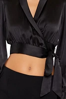 Satin Wrap Crop Top