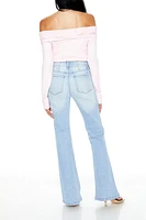 Stone Wash High-Rise Flare Jeans