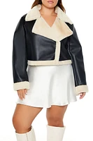 Plus Faux Fur-Trim Moto Jacket