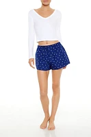 Heart Print Pajama Shorts