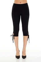 Ribbed Tie-Hem Capri Leggings