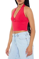 Sweater-Knit Halter Crop Top