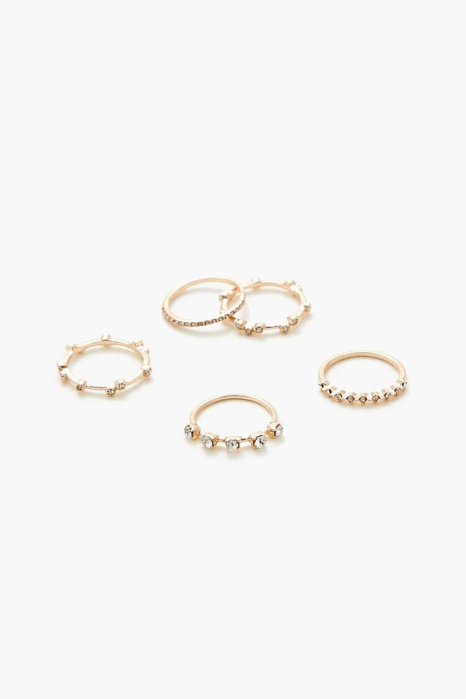 Thin Rhinestone Ring Set