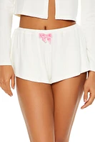 Bow Crop Top & Shorts Pajama Set