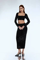 Sequin Crop Top & Maxi Skirt Set