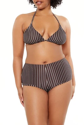 Plus Pinstriped Bikini Top