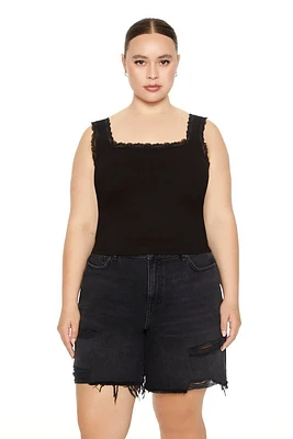 Plus Lace-Trim Tank Top