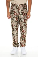 Jacquard Floral Slim-Fit Pants