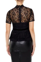 Lace Illusion Peplum Top