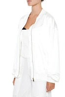 Satin Zip-Up Bomber Jacket