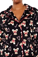 Plus Teddy Bear Shirt & Shorts Pajama Set