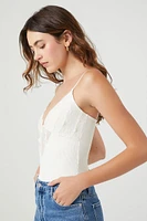 Ribbed Lace-Trim Cami Bodysuit