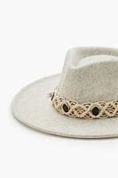 Macrame Crochet-Trim Fedora Hat