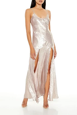 Shimmer Foil Maxi Slip Dress