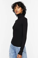 Ribbed Turtleneck Sweater-Knit Top