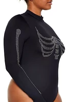 Plus Skeleton Rhinestone Bodysuit