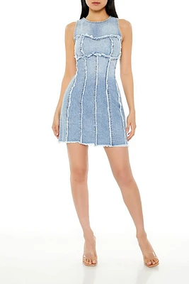 Frayed Sleeveless Denim Mini Dress