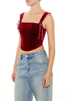 Velvet Bow Bustier Crop Top