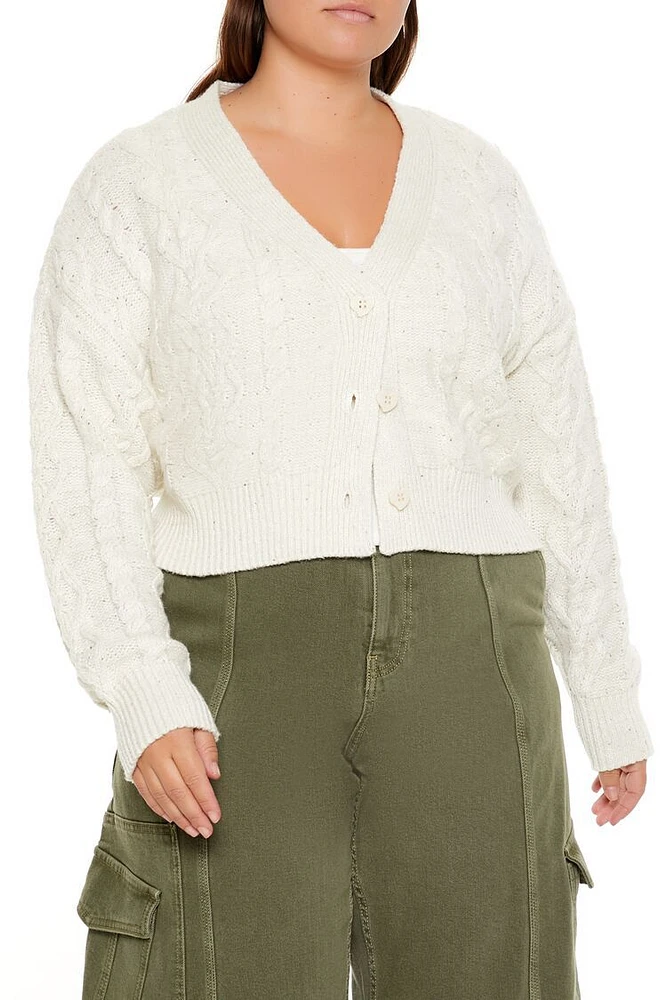 Plus Cable Knit Cardigan Sweater