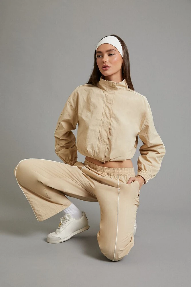 Active Piped-Trim Windbreaker Pants