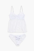 Plus Mesh Lingerie Cami & Panty Set