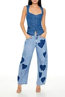 Heart Patch Baggy Barrel Jeans