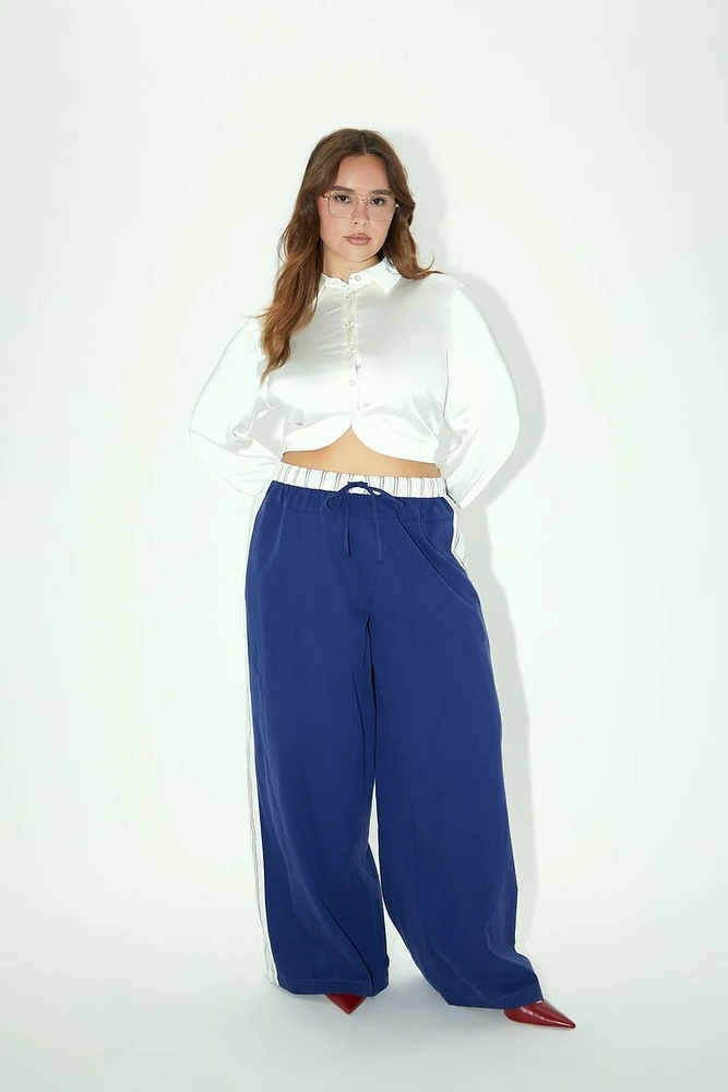 Plus Striped Wide-Leg Pants