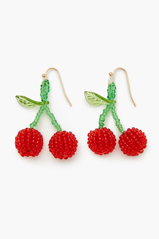 Beaded Cherry Drop Earrings