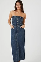 Strapless Denim Midi Dress