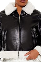 Plus Faux Shearling Aviator Jacket