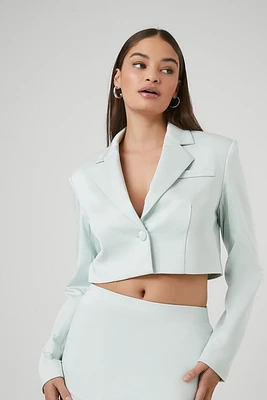 Satin Notched Cropped Blazer