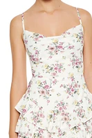 Tiered Floral Cutout Mini Dress